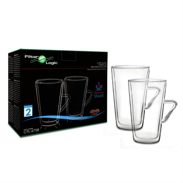 FilterLogic CFL-675B LATTE Thermoshield Double Wall Coffee Glasses (Twin Pack)